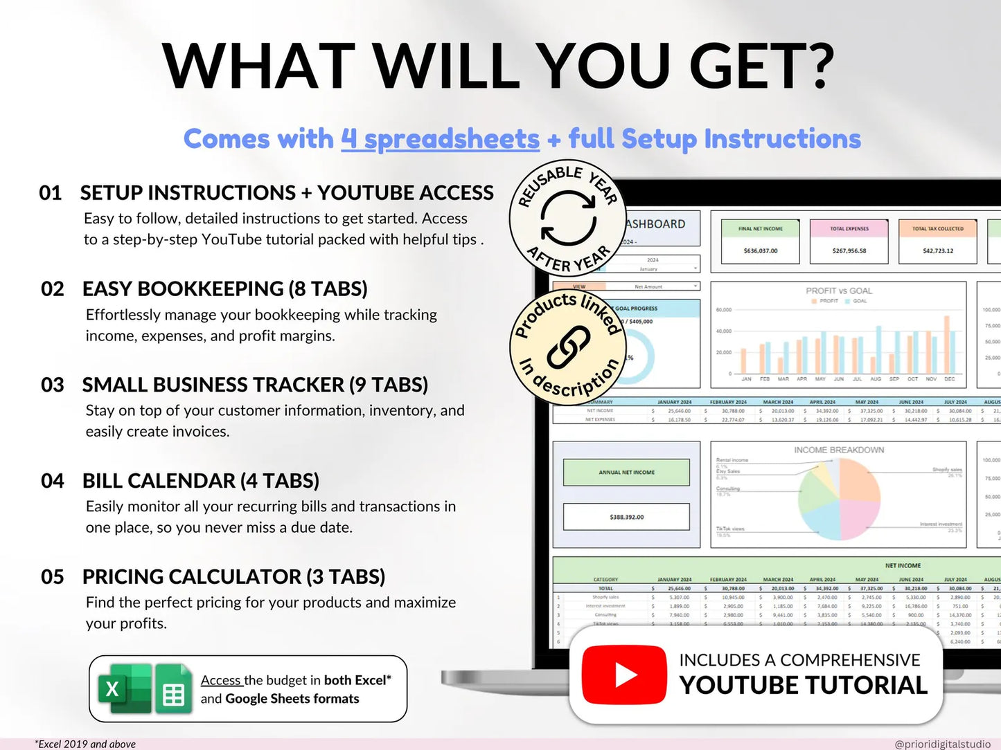 The Ultimate Small Business Spreadsheet Bundle (Excel + Google Sheets)